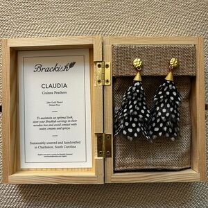 Claudia Guinea Feather Earrings - Black and Gold
